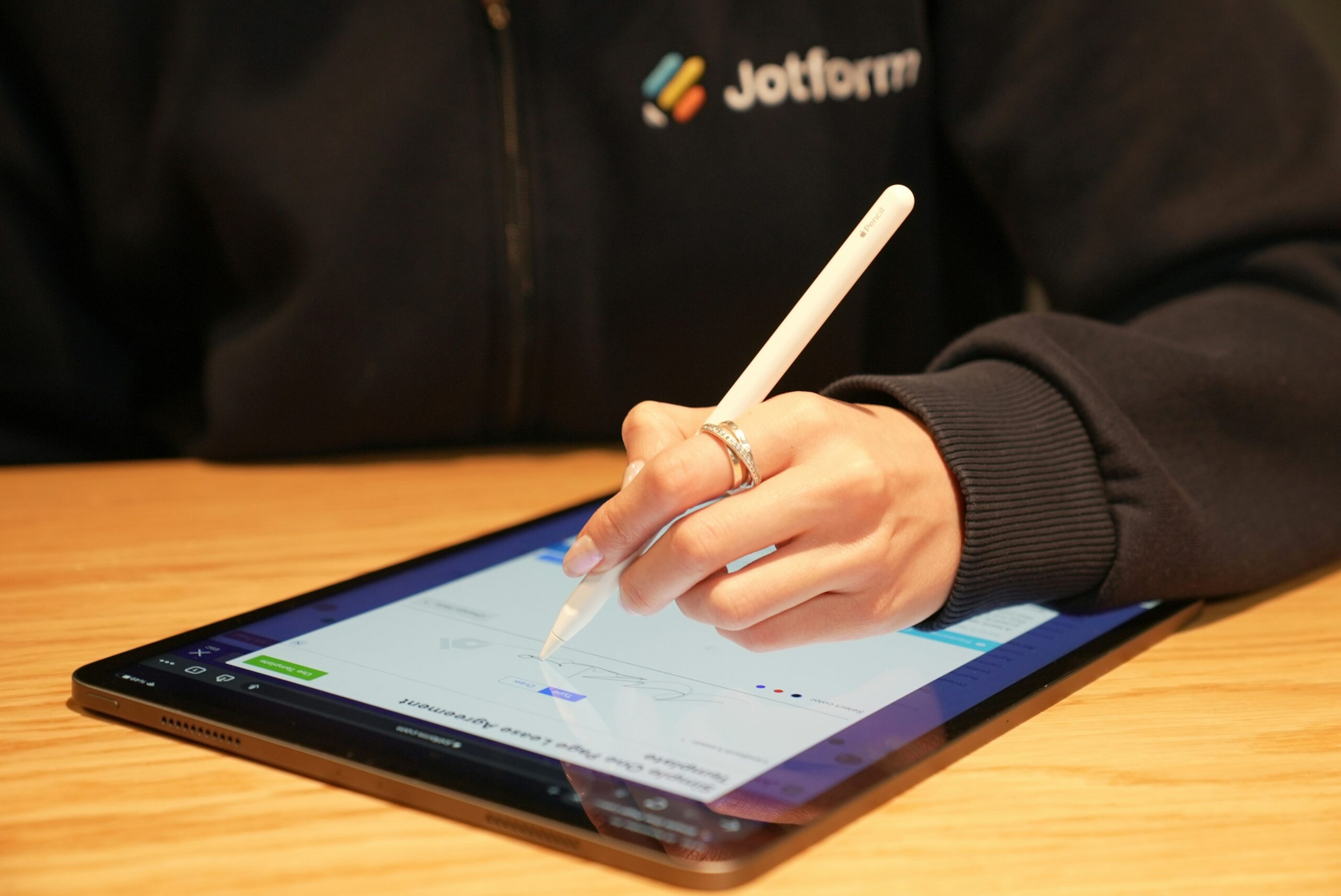 couple signing digital document